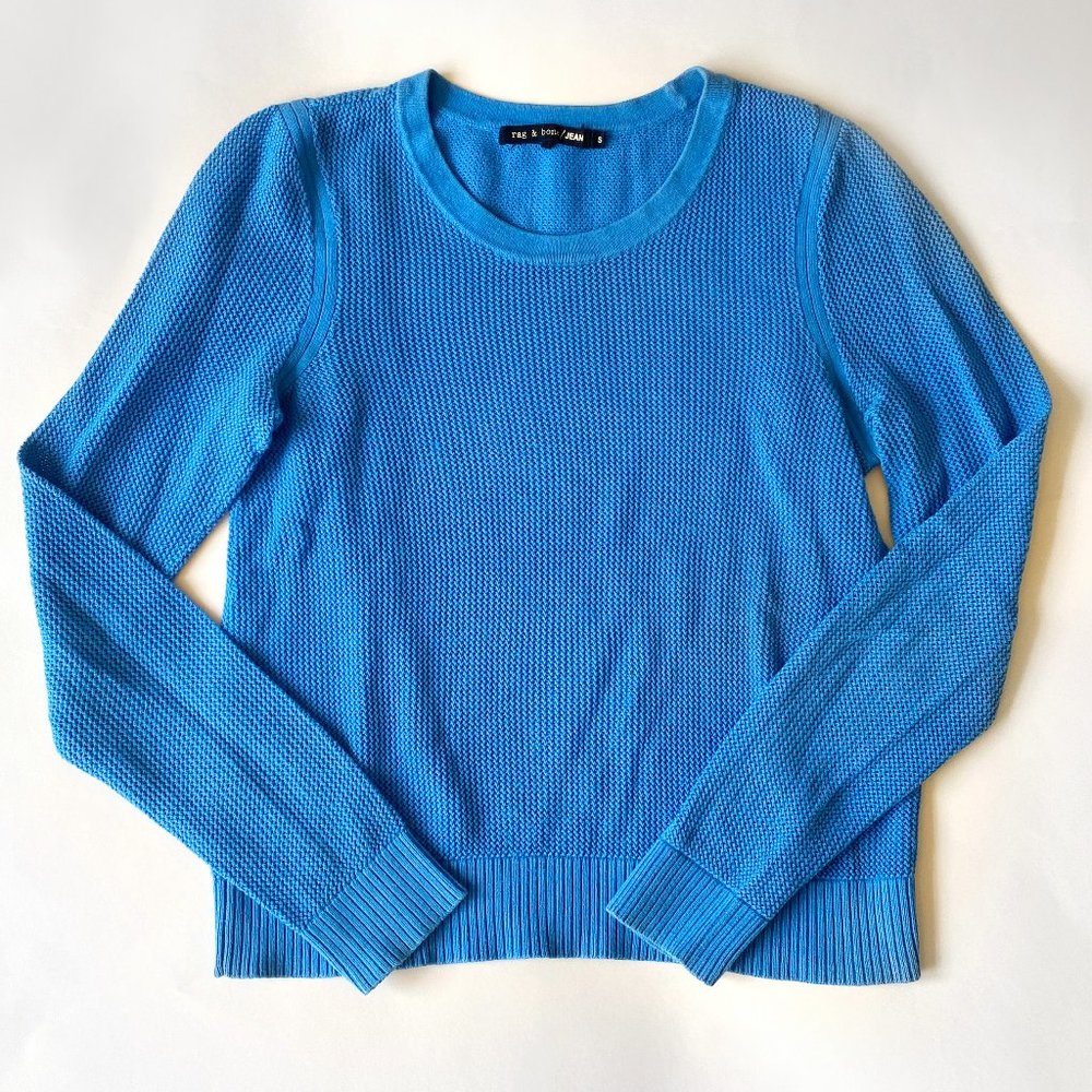 Rag & Bone Women's Lightweight Bright Blue Cotton Sweater Size S